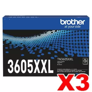 3 x Genuine Brother TN-3605XXL Super High Yield Toner Cartridge - 11,000 pages