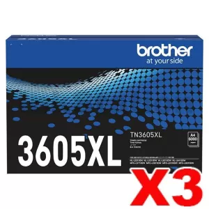 3 x Genuine Brother TN-3605XL High Yield Toner Cartridge - 6,000 pages