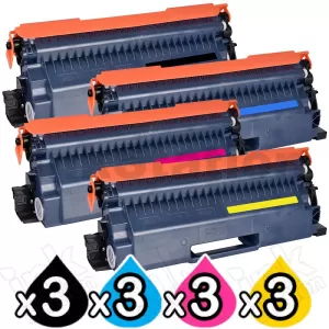 3 Sets of 4 Pack Compatible Brother TN-851XL High Yield Toner Cartridges Combo [3BK,3C,3M,3Y]