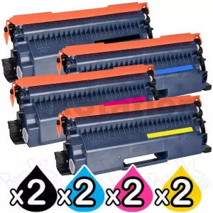 2 Sets of 4 Pack Compatible Brother TN-851XL High Yield Toner Cartridges Combo [2BK,2C,2M,2Y]