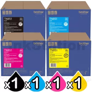 4 Pack Genuine Brother TN-851 Toner Cartridges Combo [1BK,1C,1M,1Y]