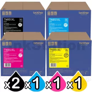 5 Pack Genuine Brother TN-851XL High Yield Toner Cartridges Combo [2BK,1C,1M,1Y]