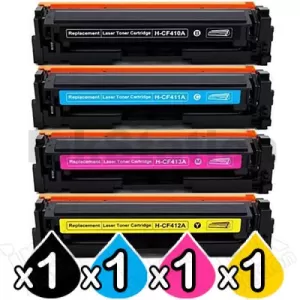 4 Pack HP 410A (CF410A-CF413A) Compatible Toner Cartridges [1BK,1C,1M,1Y]