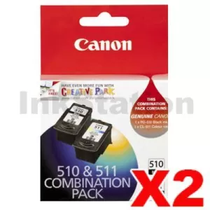 2 x Canon PG-510 + CL-511 Genuine Ink Twin Pack (PG510CL511CP) [2BK,2C]