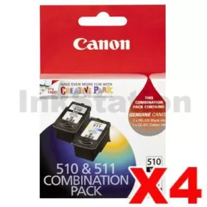 4 x Canon PG-510 + CL-511 Genuine Ink Twin Pack (PG510CL511CP) [4BK,4C]
