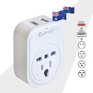 Sansai USB-C + USB-A USB Travel Adaptor with 1 Inbound Outlet (STV-907AC)