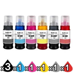8-Pack Compatible Canon GI63 Ink Bottle [3BK,1C,1M,1Y,1GY,1R]