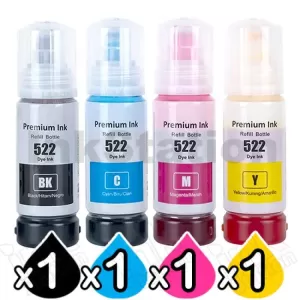 4-Pack Compatible for Epson T522 EcoTank Ink Bottle [BK+C+M+Y]