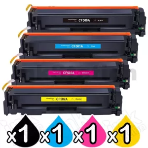 4 Pack HP CF500A-CF503A (202A) Compatible Toner Cartridges [1BK,1C,1M,1Y]