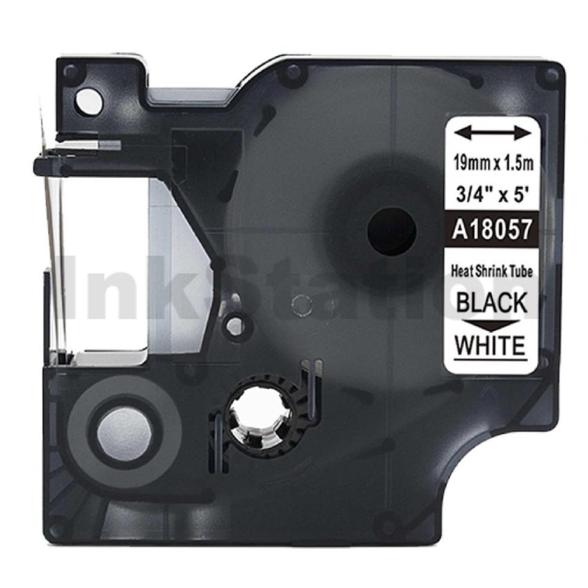 Dymo SD18057 Compatible 19mm Black Text on White HeatShrink Tube
