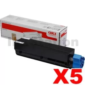 5 x Genuine OKI MB451/ B401 Black High Yield Toner Cartridge (44992407) - 2,500 pages