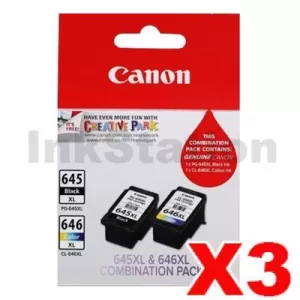 3 x Canon PG-645XL + CL-646XL Genuine High Yield Ink Twin Pack [PG645XLCL646XLCP] [3BK, 3CL]