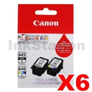 6 x Canon PG-645XL + CL-646XL Genuine High Yield Ink Twin Pack [PG645XLCL646XLCP] [6BK, 6CL]