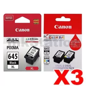 9-Pack Canon PG-645XL + (PG-645XL, CL-646XL - Twin Pack) Genuine High Yield Ink Cartridges [6BK, 3CL]