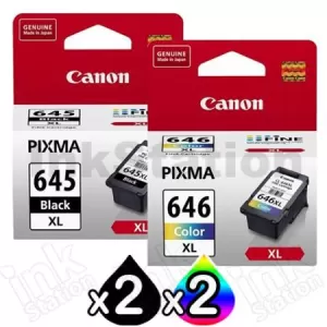 4-Pack Canon PG-645XL, CL-646XL Genuine [2Black +2Colour] High Yield Ink Combo
