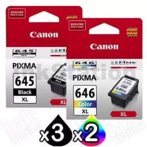 5-Pack Canon PG-645XL, CL-646XL Genuine [3Black + 2Colour] High Yield Ink Combo